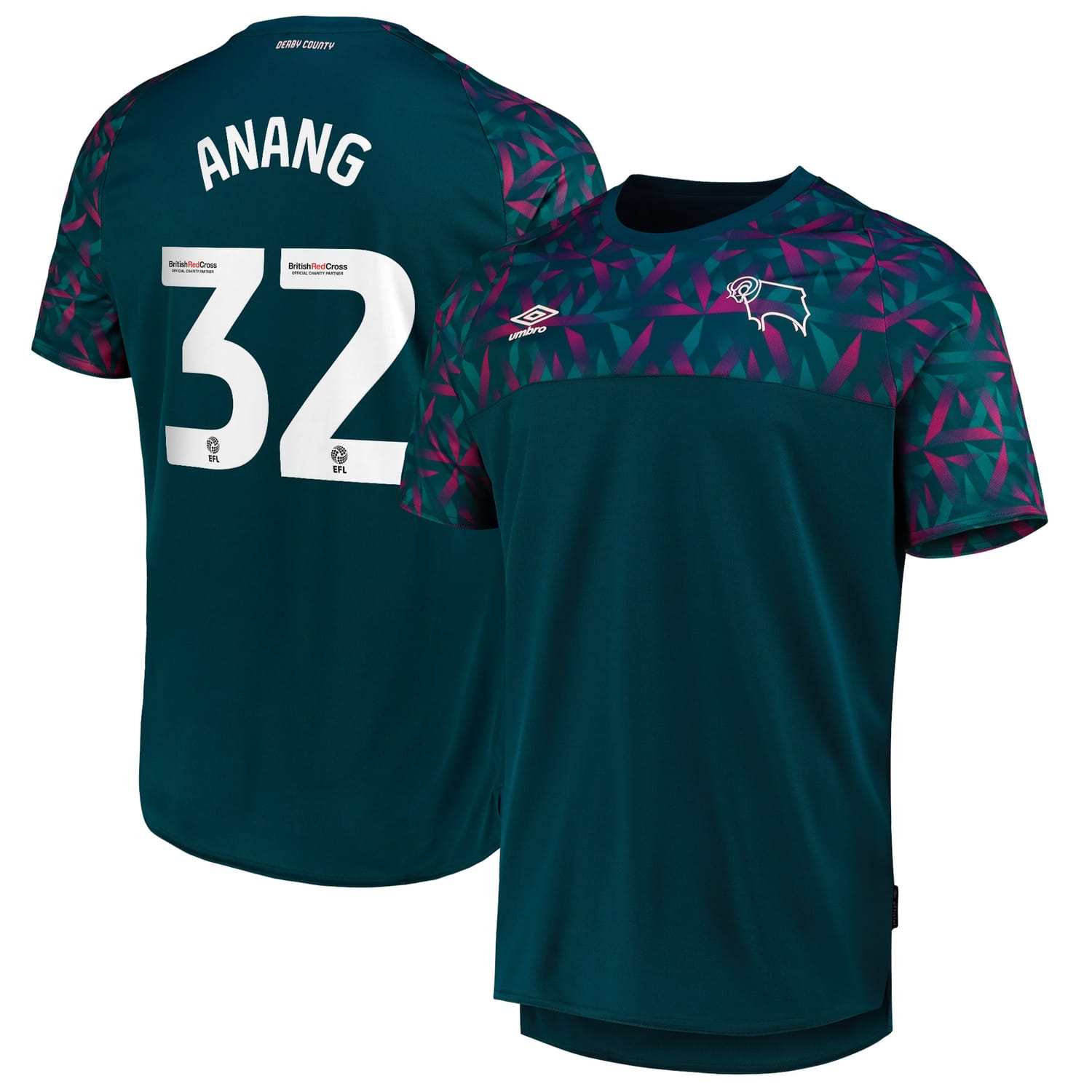 EFL League One Derby County Home Goalkeeper Jersey Shirt 2022-23 player Anang 32 printing for Men