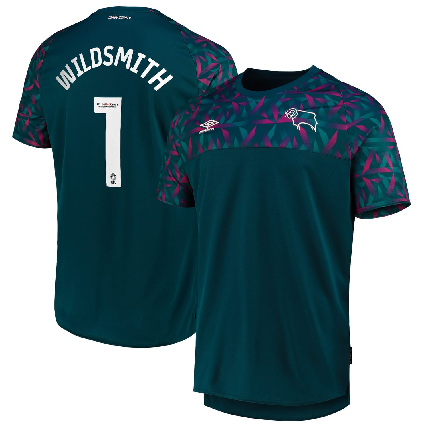 EFL League One Derby County Home Goalkeeper Jersey Shirt 2022-23 player Wildsmith 1 printing for Men