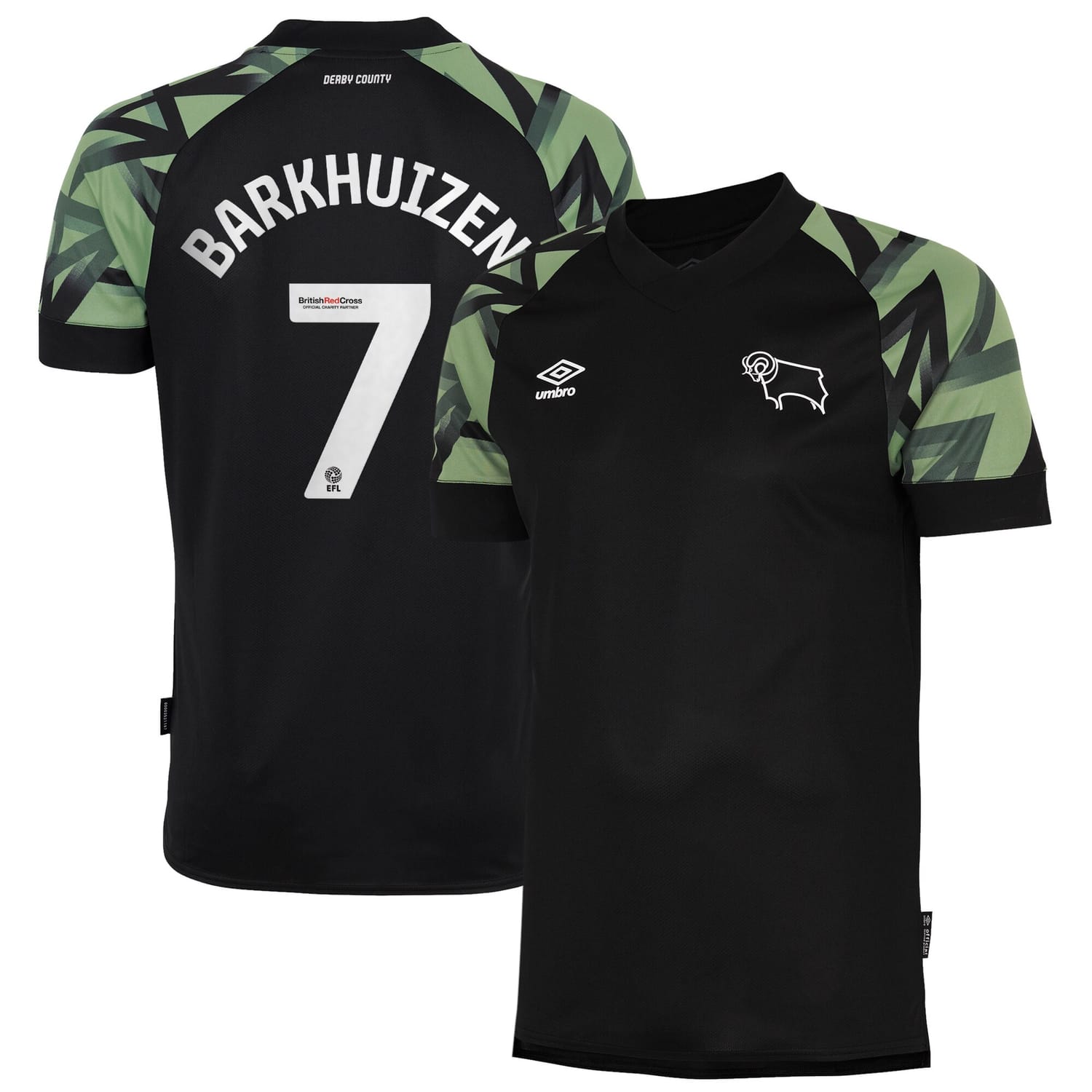 EFL League One Derby County Away Jersey Shirt 2022-23 player Barkhuizen 7 printing for Men
