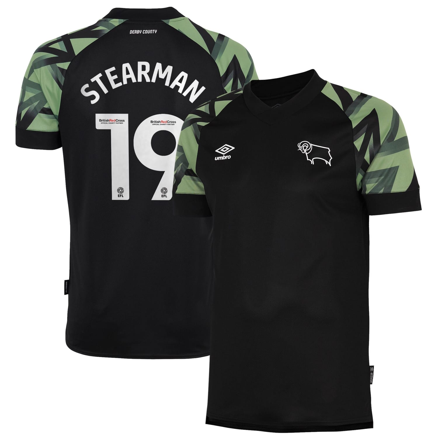 EFL League One Derby County Away Jersey Shirt 2022-23 player Stearman 19 printing for Men