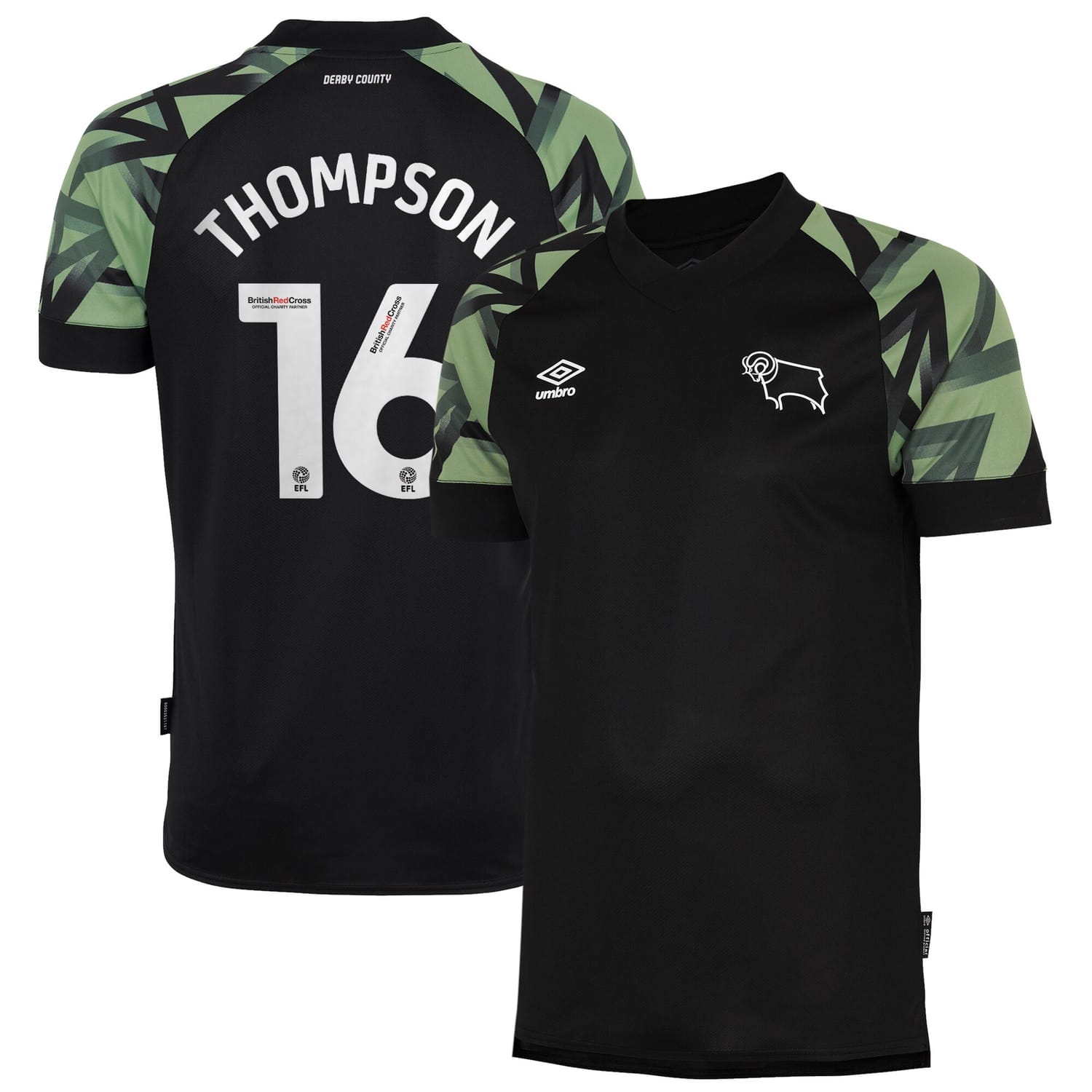 EFL League One Derby County Away Jersey Shirt 2022-23 player Thompson 16 printing for Men