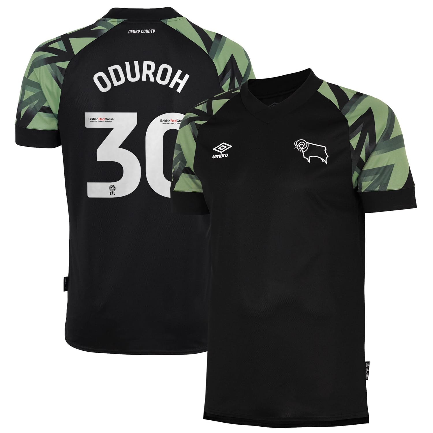 EFL League One Derby County Away Jersey Shirt 2022-23 player Oduroh 30 printing for Men