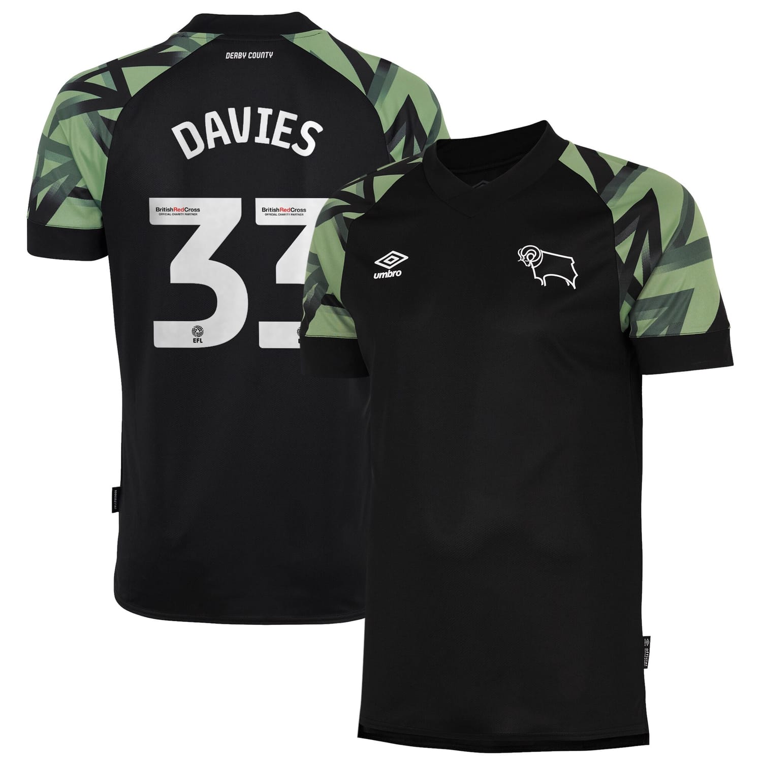 EFL League One Derby County Away Jersey Shirt 2022-23 player Davies 33 printing for Men