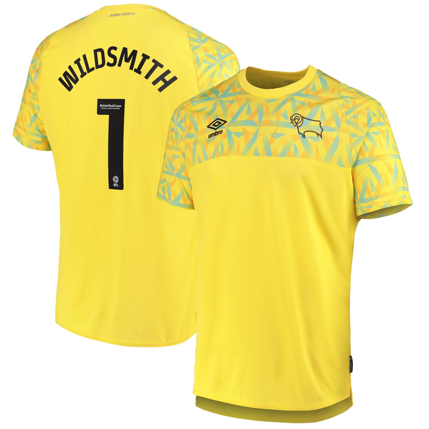 EFL League One Derby County Away Goalkeeper Jersey Shirt 2022-23 player Wildsmith 1 printing for Men