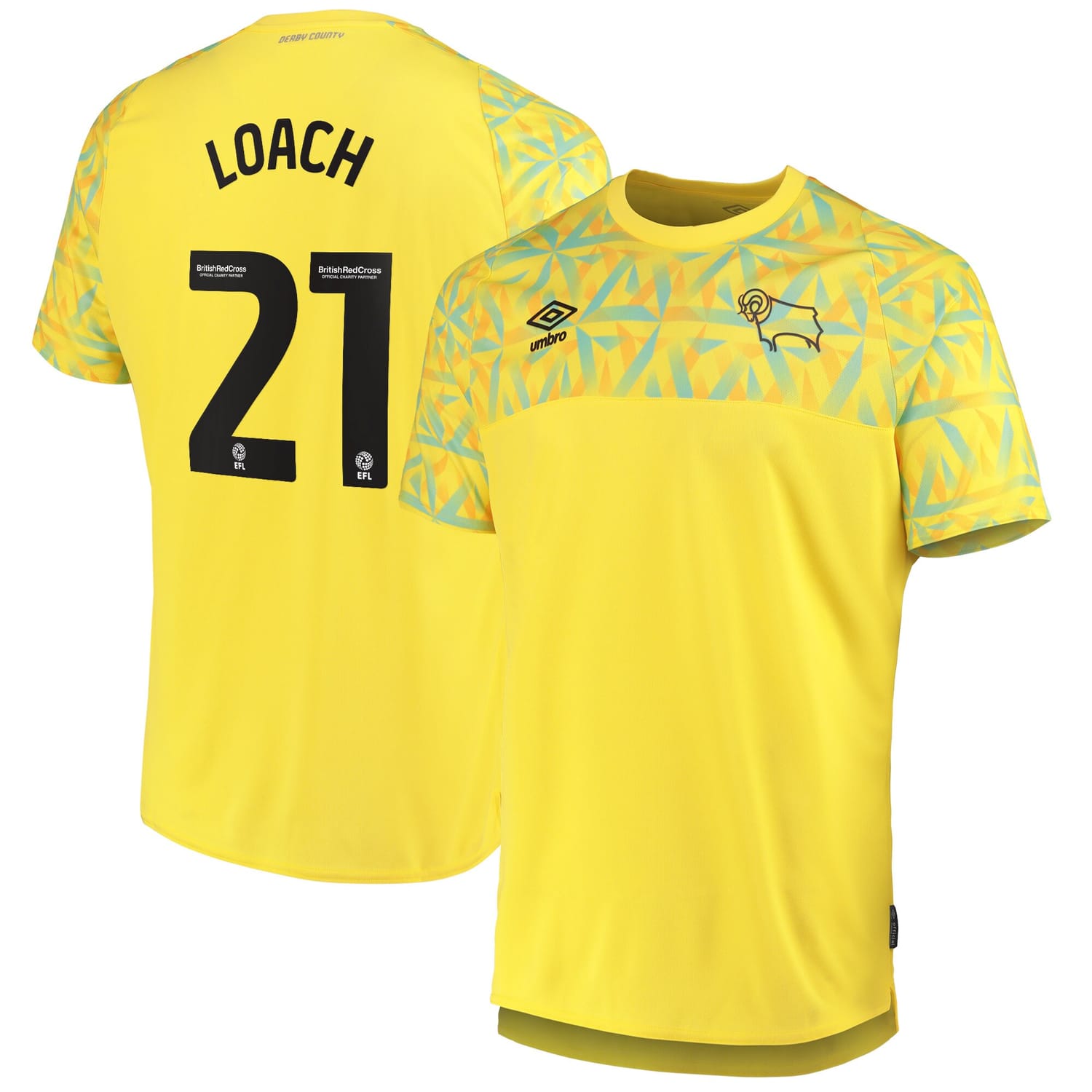 EFL League One Derby County Away Goalkeeper Jersey Shirt 2022-23 player Loach 21 printing for Men