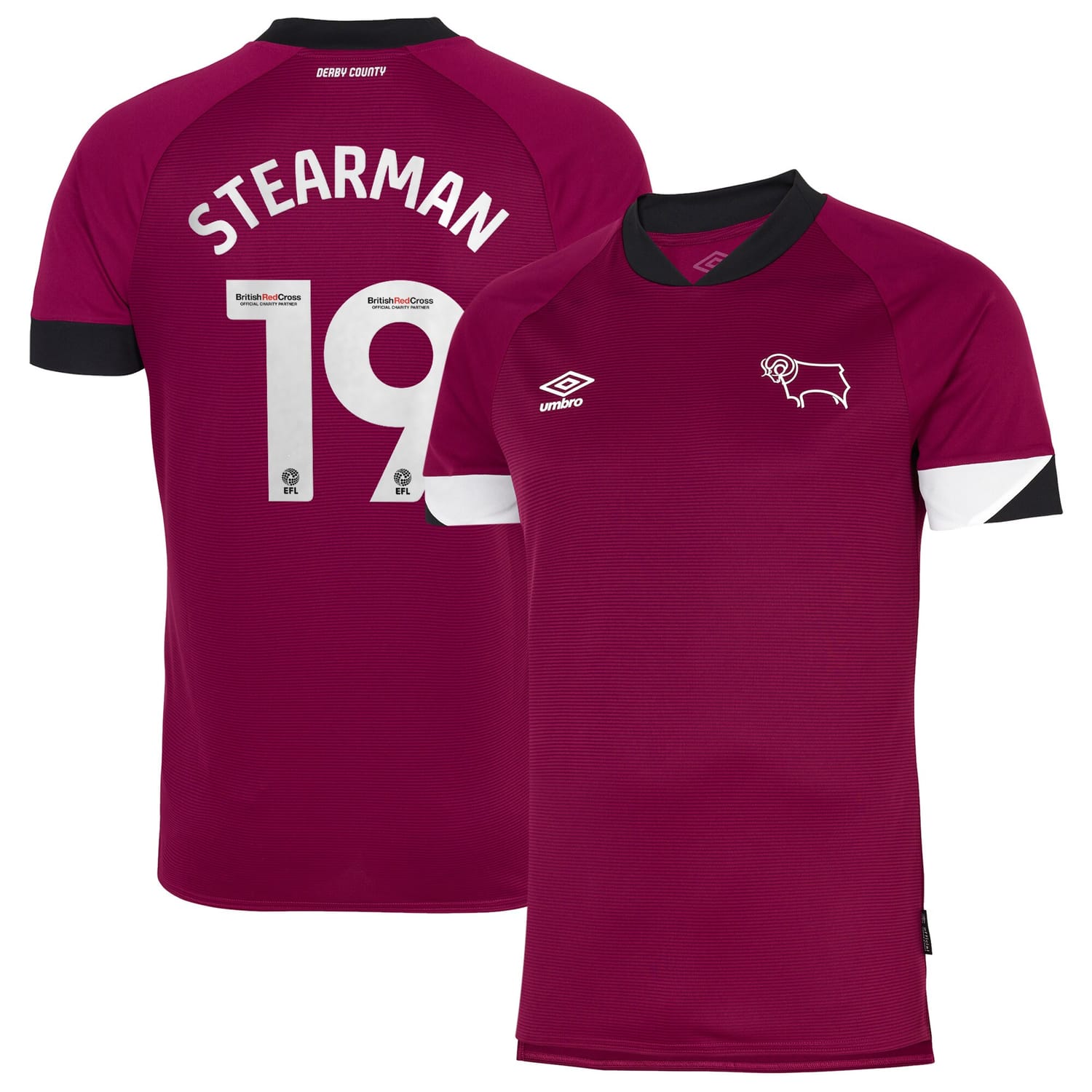 EFL League One Derby County Third Jersey Shirt 2022-23 player Stearman 19 printing for Men