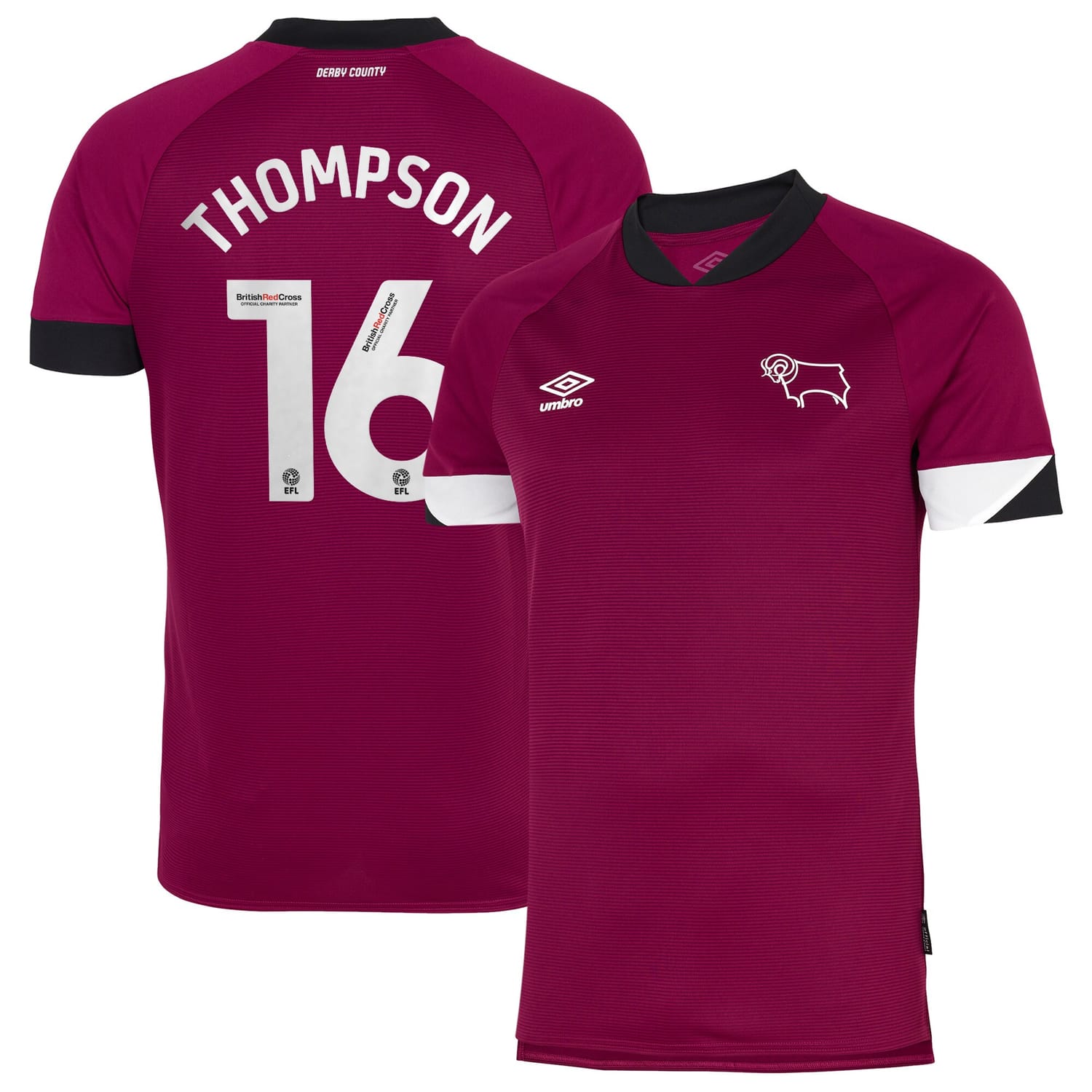 EFL League One Derby County Third Jersey Shirt 2022-23 player Thompson 16 printing for Men