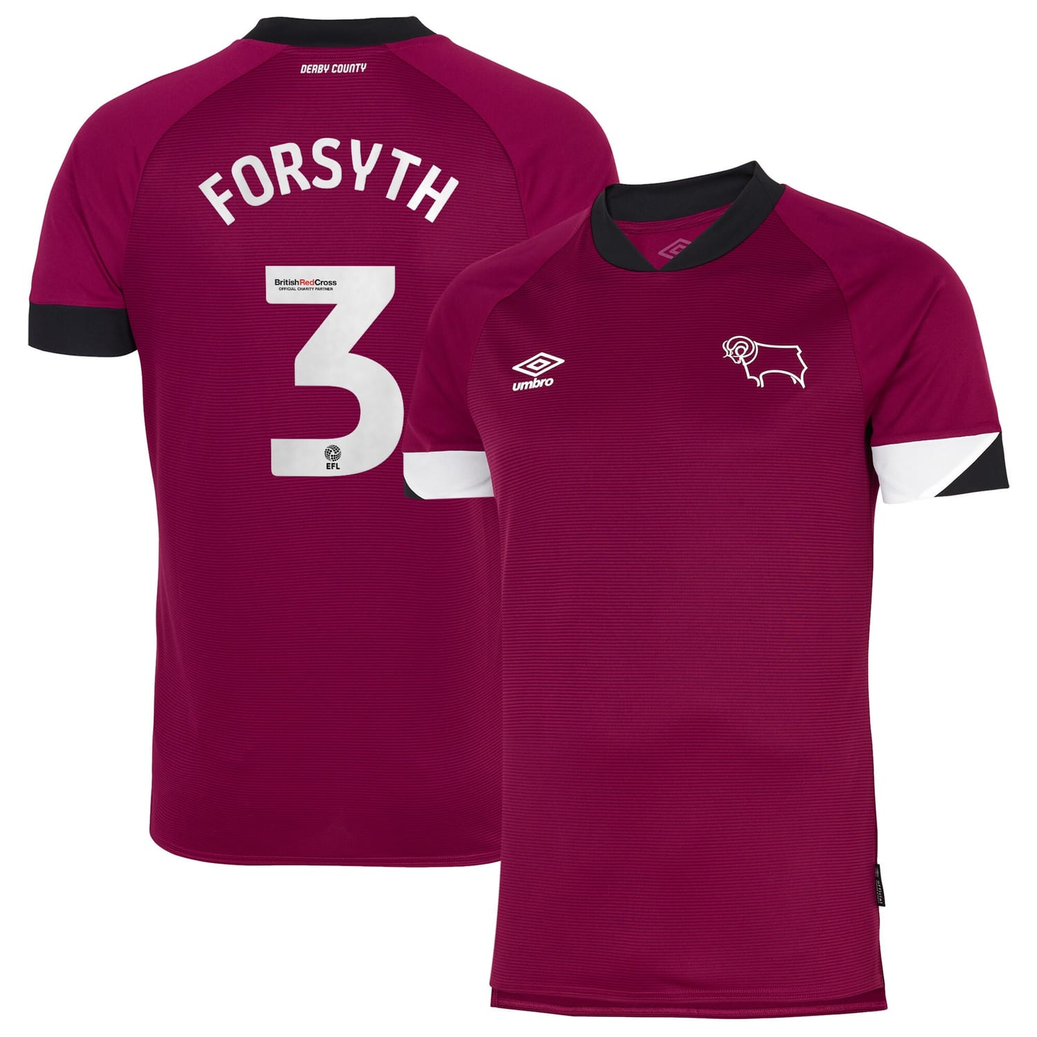 EFL League One Derby County Third Jersey Shirt 2022-23 player Forsyth 3 printing for Men