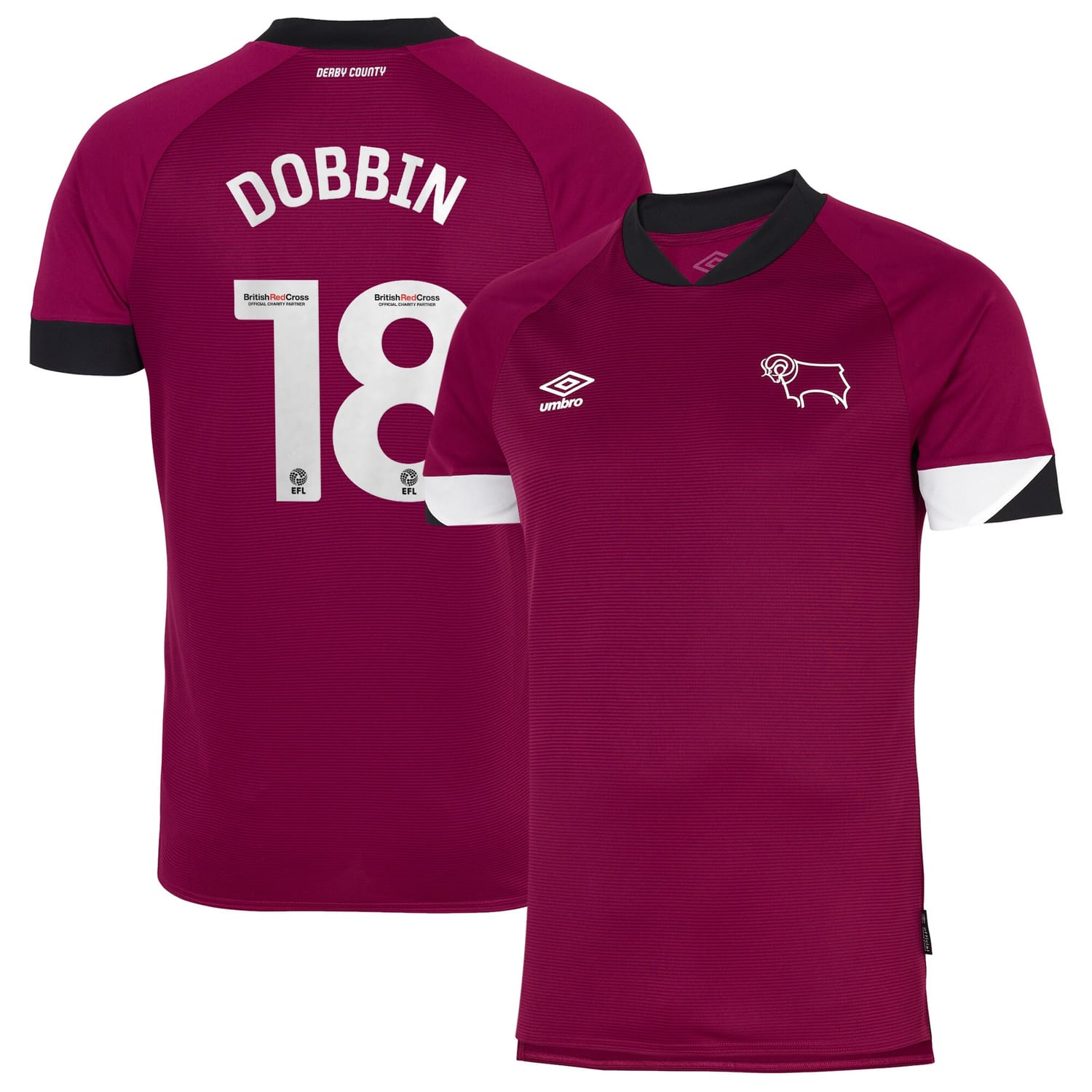 EFL League One Derby County Third Jersey Shirt 2022-23 player Dobbin 18 printing for Men