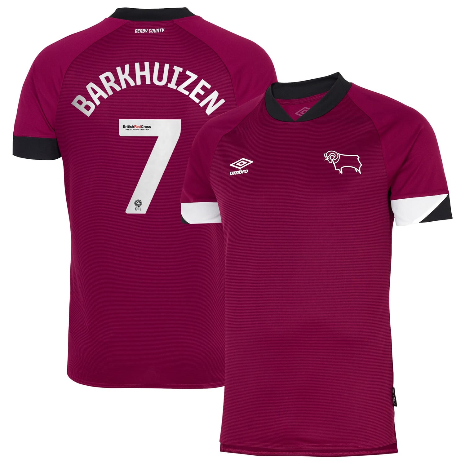 EFL League One Derby County Third Jersey Shirt 2022-23 player Barkhuizen 7 printing for Men