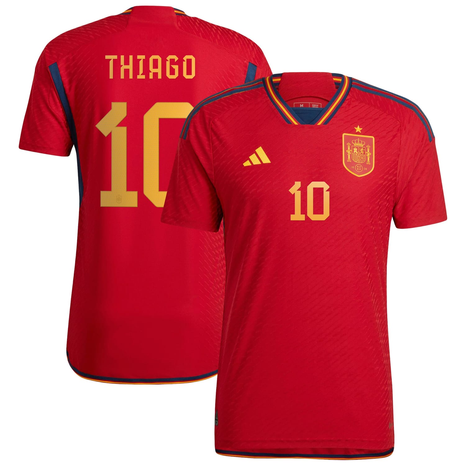 Spain National Team Home Authentic Jersey Shirt player Thiago 10 printing for Men