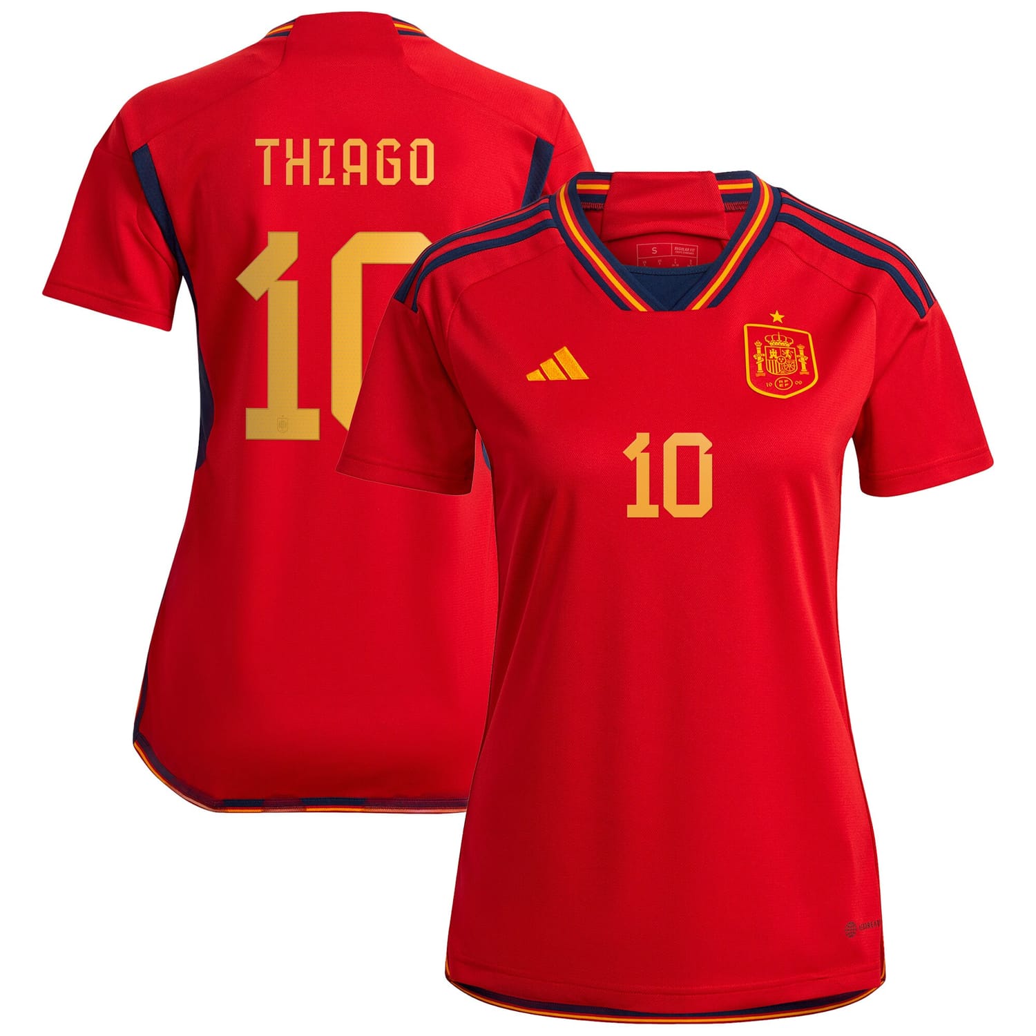 Spain National Team Home Jersey Shirt player Thiago 10 printing for Women
