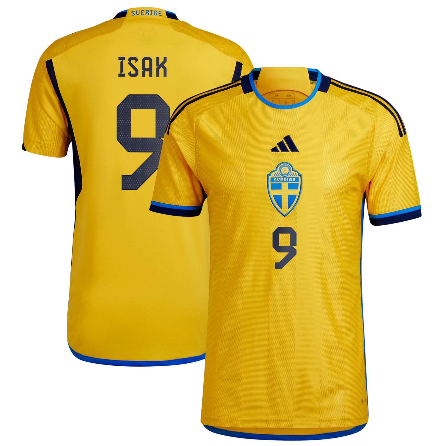 Sweden National Team Home Jersey Shirt player Isak 9 printing for Men