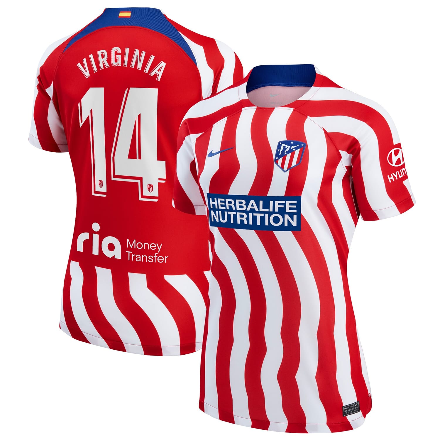 La Liga Atletico de Madrid Home Jersey Shirt 2022-23 player Virginia Torrecilla 14 printing for Women