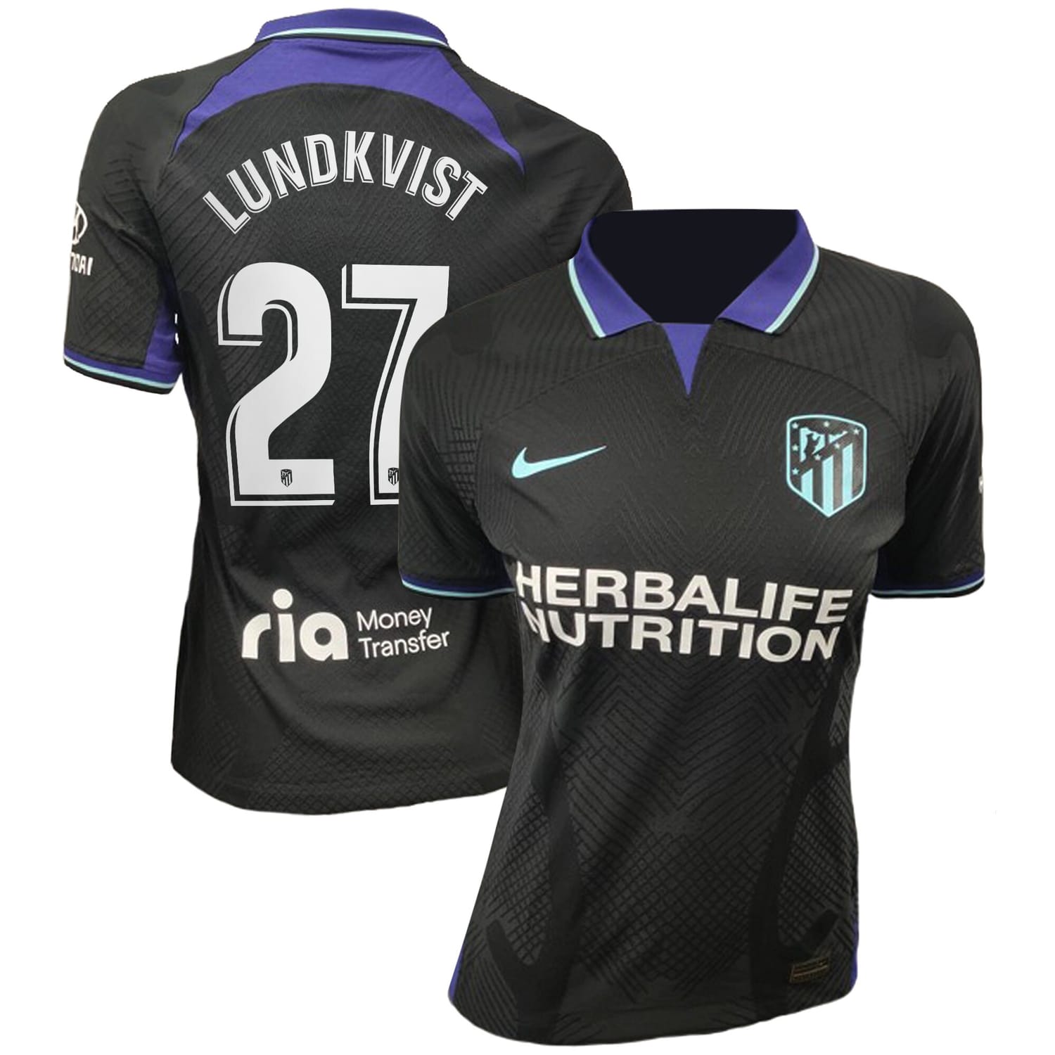 La Liga Atletico de Madrid Away Jersey Shirt 2022-23 player Hannah Lundkvist 27 printing for Women