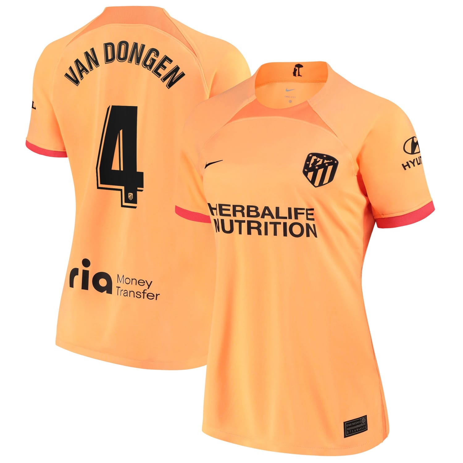 La Liga Atletico de Madrid Third Jersey Shirt 2022-23 player Merel van Dongen 4 printing for Women