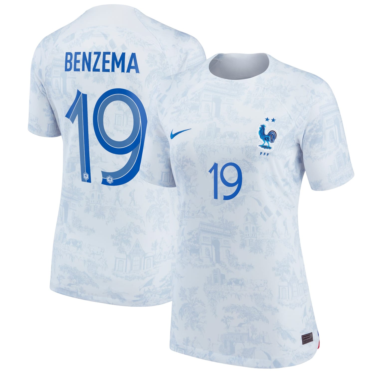 France National Team Away Jersey Shirt 2022 player Karim Benzema 19 printing for Women
