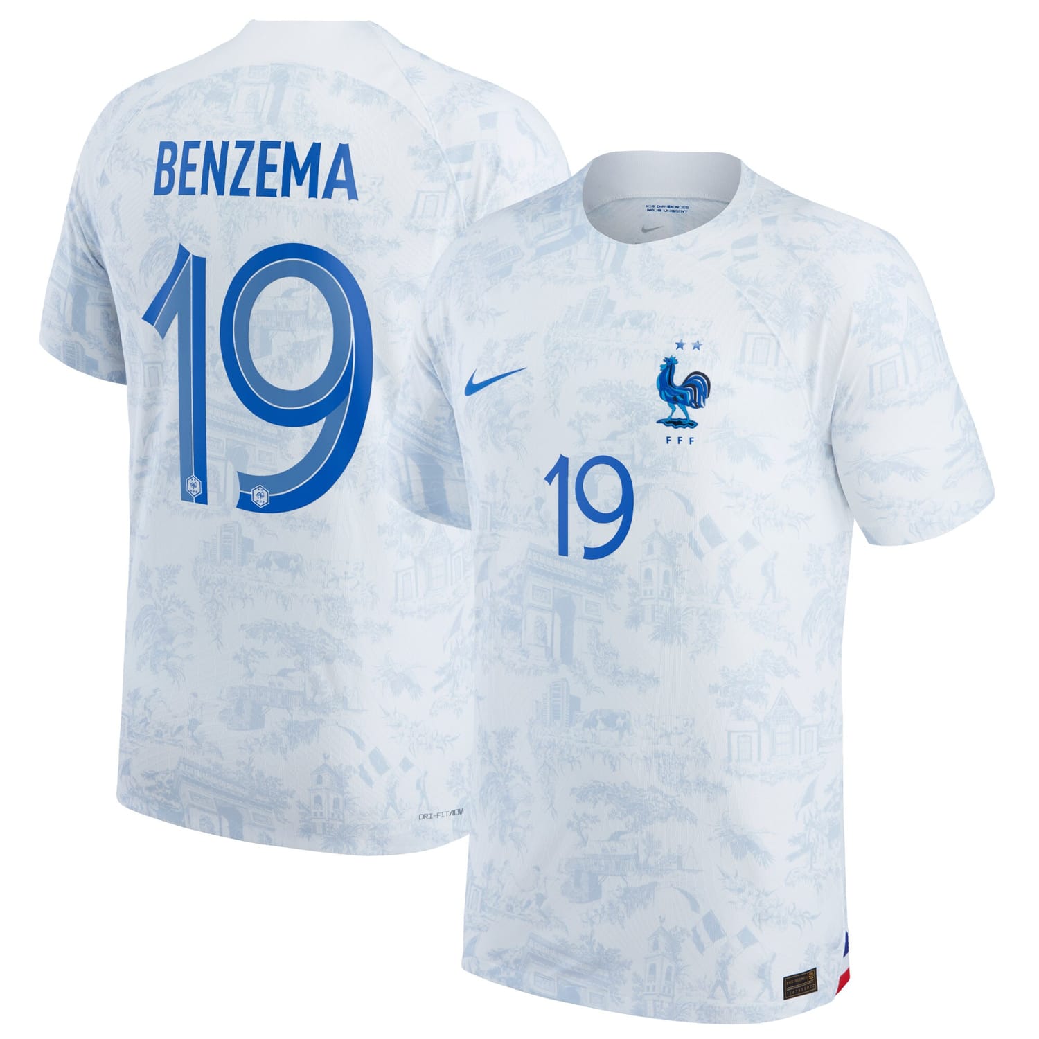 France National Team Away Authentic Jersey Shirt 2022 player Karim Benzema 19 printing for Men