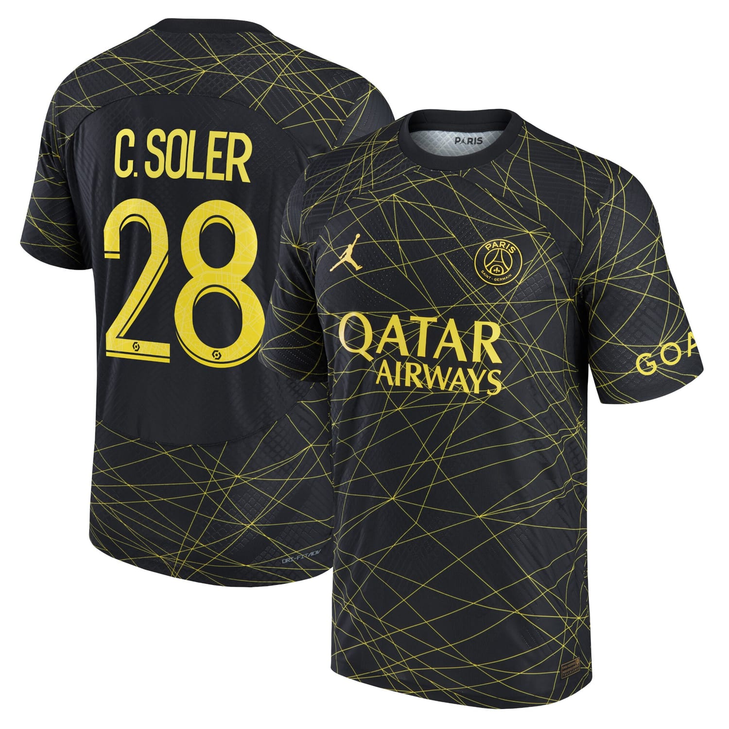 Ligue 1 Paris Saint-Germain Fourth Authentic Jersey Shirt 2022-23 player Carlos Soler 28 printing for Men