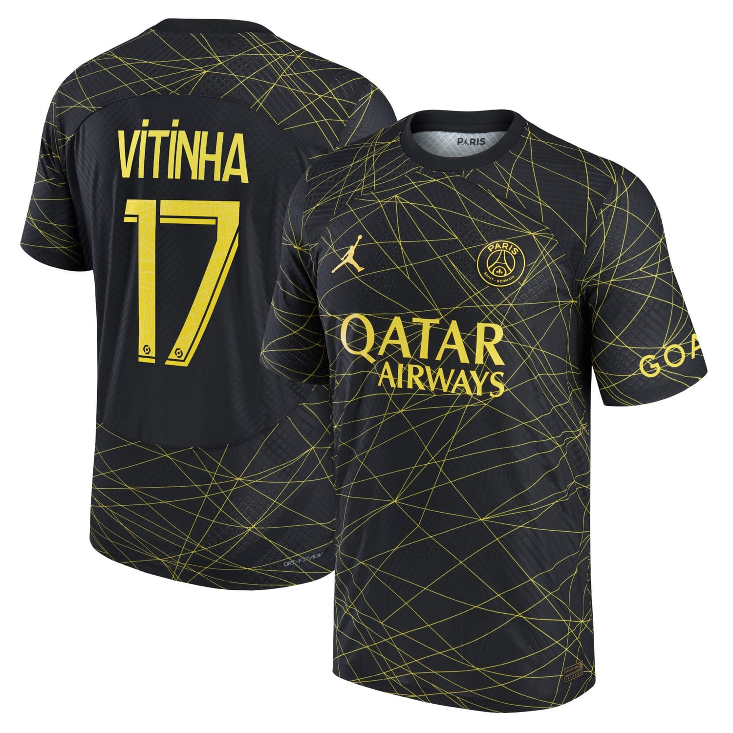 Ligue 1 Paris Saint-Germain Fourth Authentic Jersey Shirt 2022-23 player Vitinha 17 printing for Men