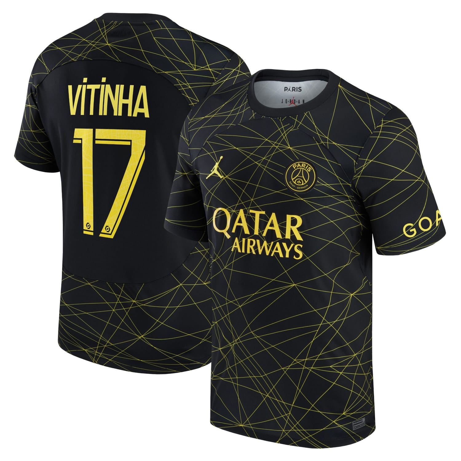Ligue 1 Paris Saint-Germain Fourth Jersey Shirt 2022-23 player Vitinha 17 printing for Men