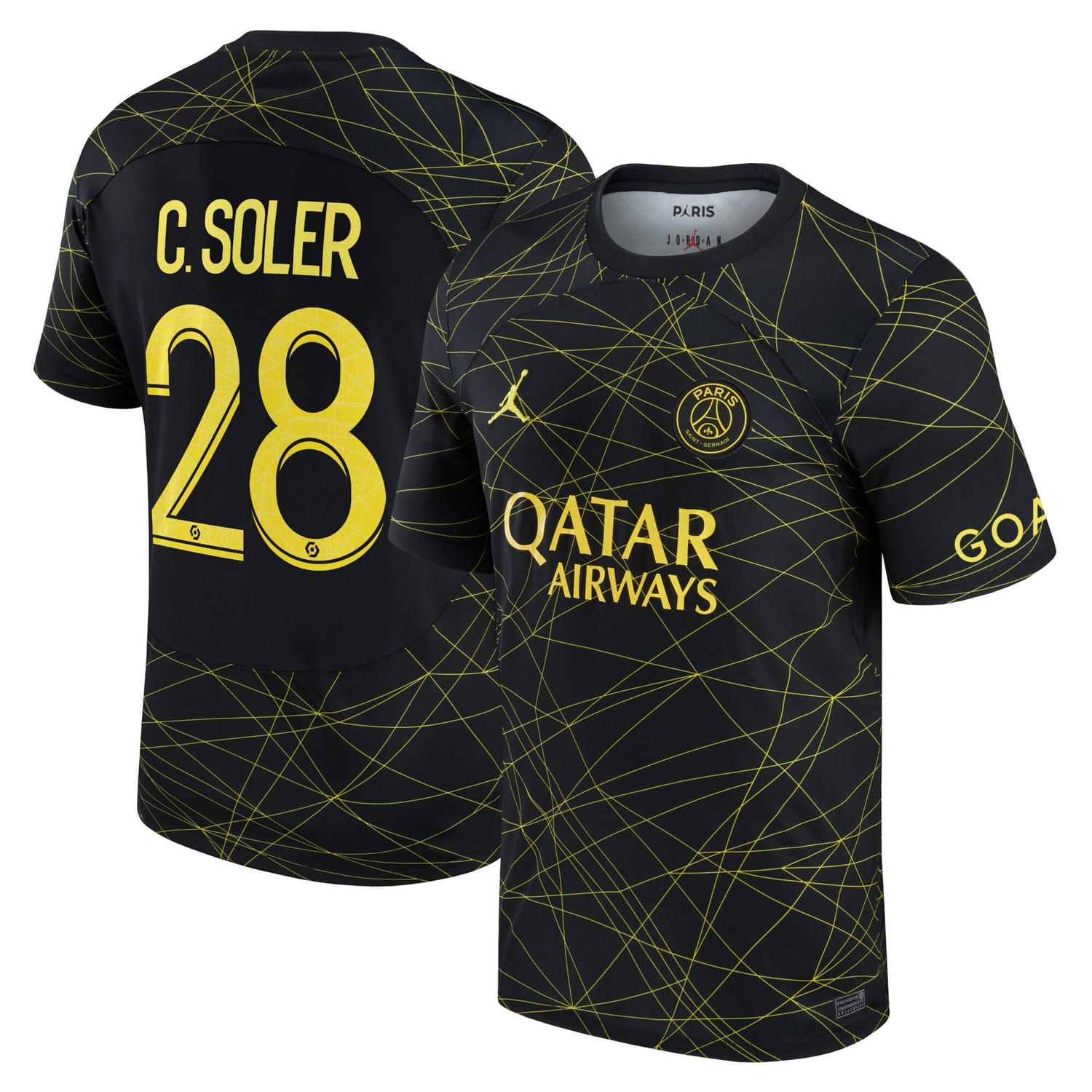 Ligue 1 Paris Saint-Germain Fourth Jersey Shirt 2022-23 player Carlos Soler 28 printing for Men