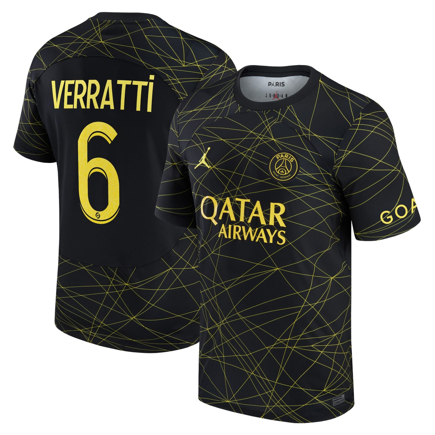 Ligue 1 Paris Saint-Germain Fourth Jersey Shirt 2022-23 player Marco Verratti 6 printing for Men