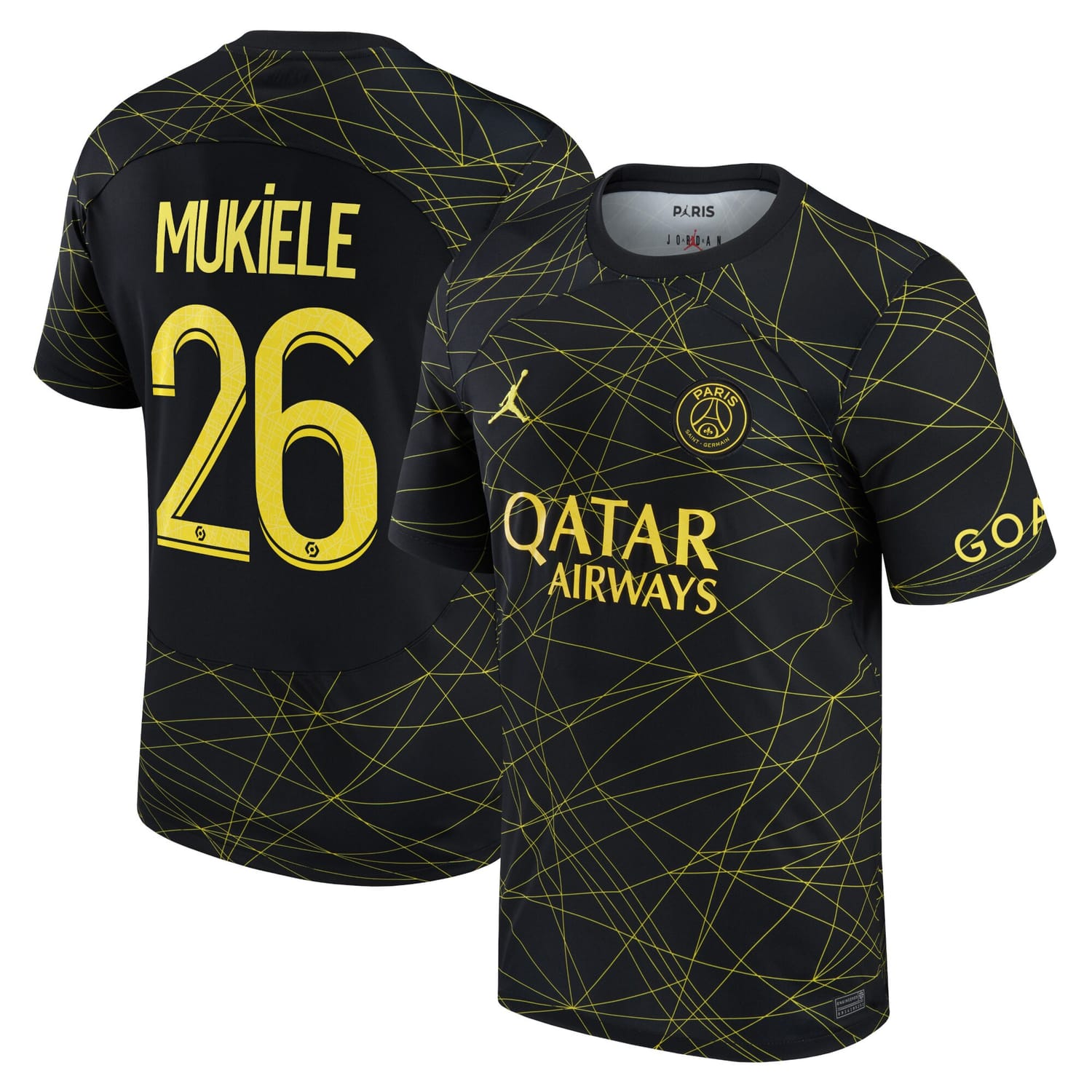 Ligue 1 Paris Saint-Germain Fourth Jersey Shirt 2022-23 player Nordi Mukiele 26 printing for Men