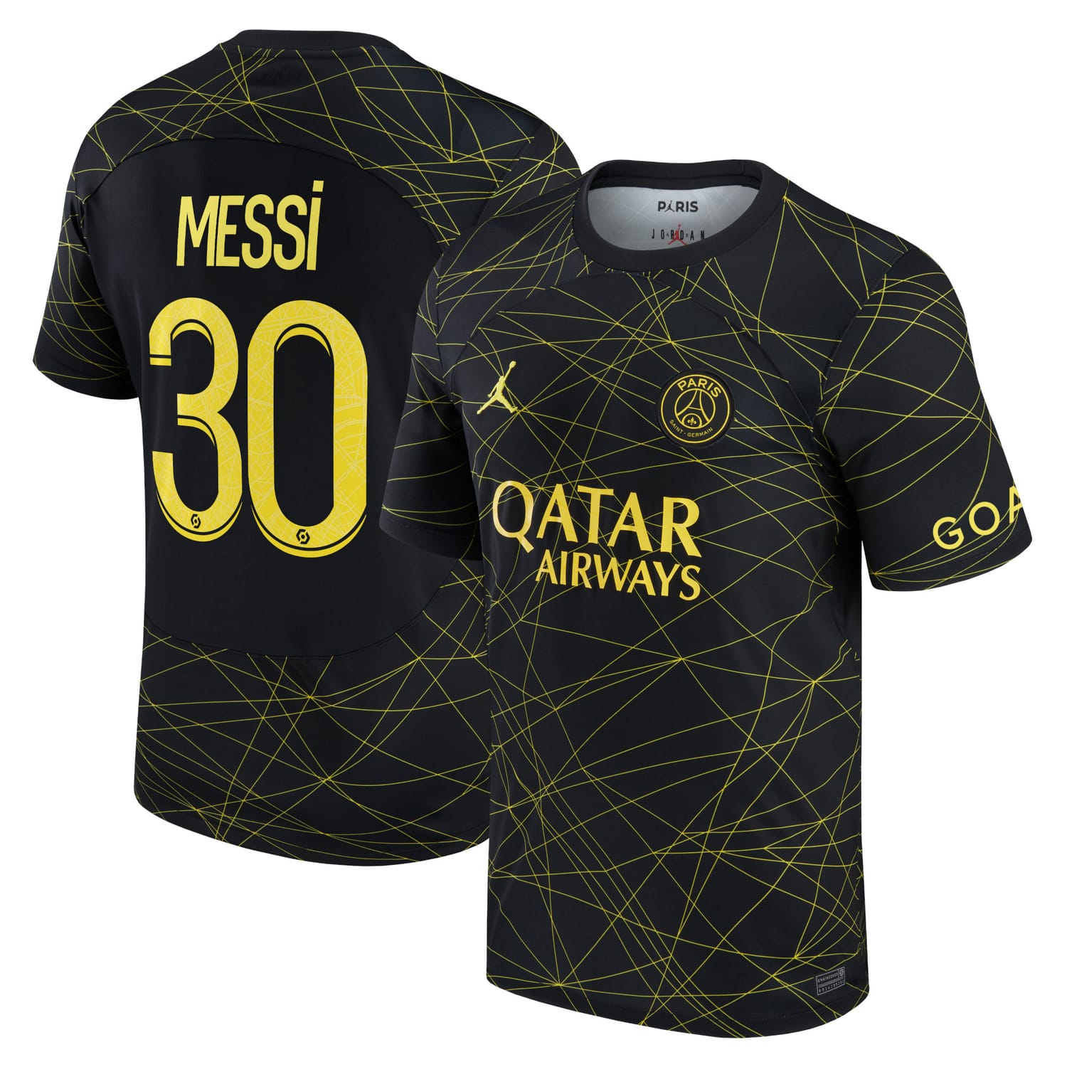 Ligue 1 Paris Saint-Germain Fourth Jersey Shirt 2022-23 player Lionel Messi 30 printing for Men