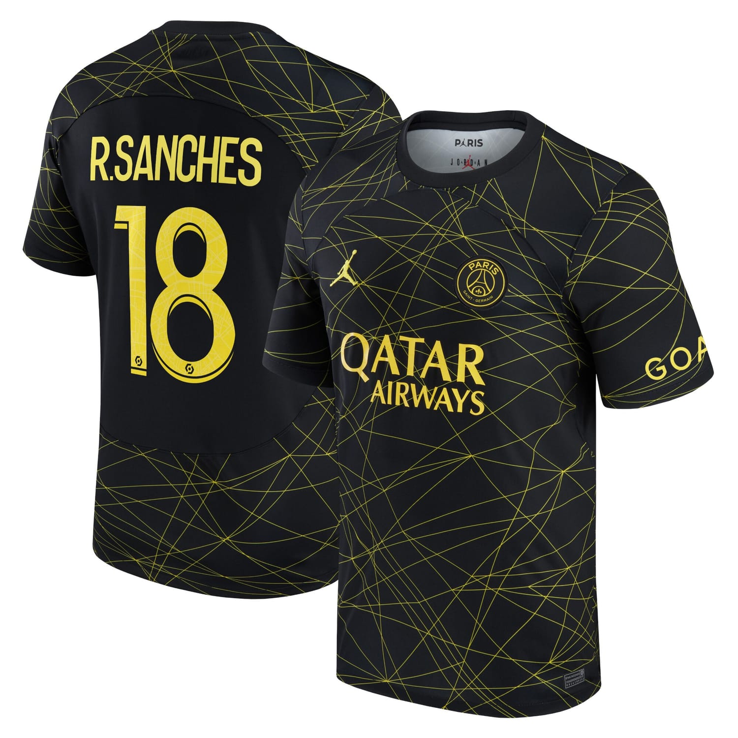 Ligue 1 Paris Saint-Germain Fourth Jersey Shirt 2022-23 player Renato Sanches 18 printing for Men
