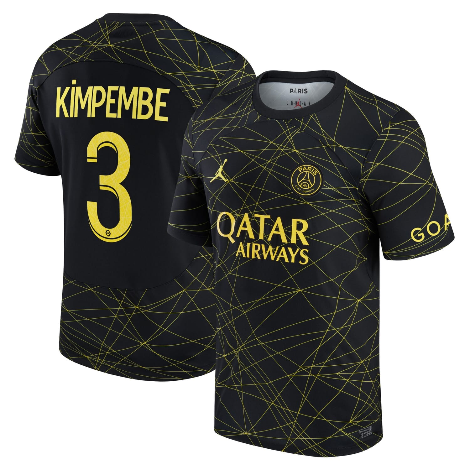 Ligue 1 Paris Saint-Germain Fourth Jersey Shirt 2022-23 player Presnel Kimpembe 3 printing for Men