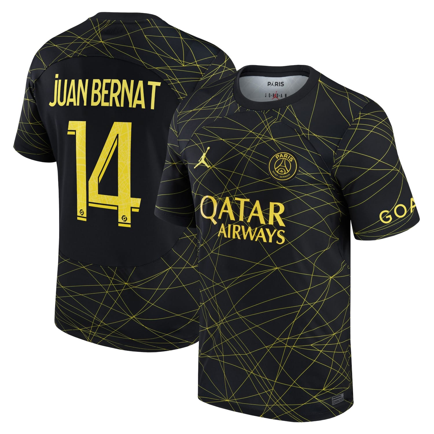 Ligue 1 Paris Saint-Germain Fourth Jersey Shirt 2022-23 player Juan Bernat 14 printing for Men