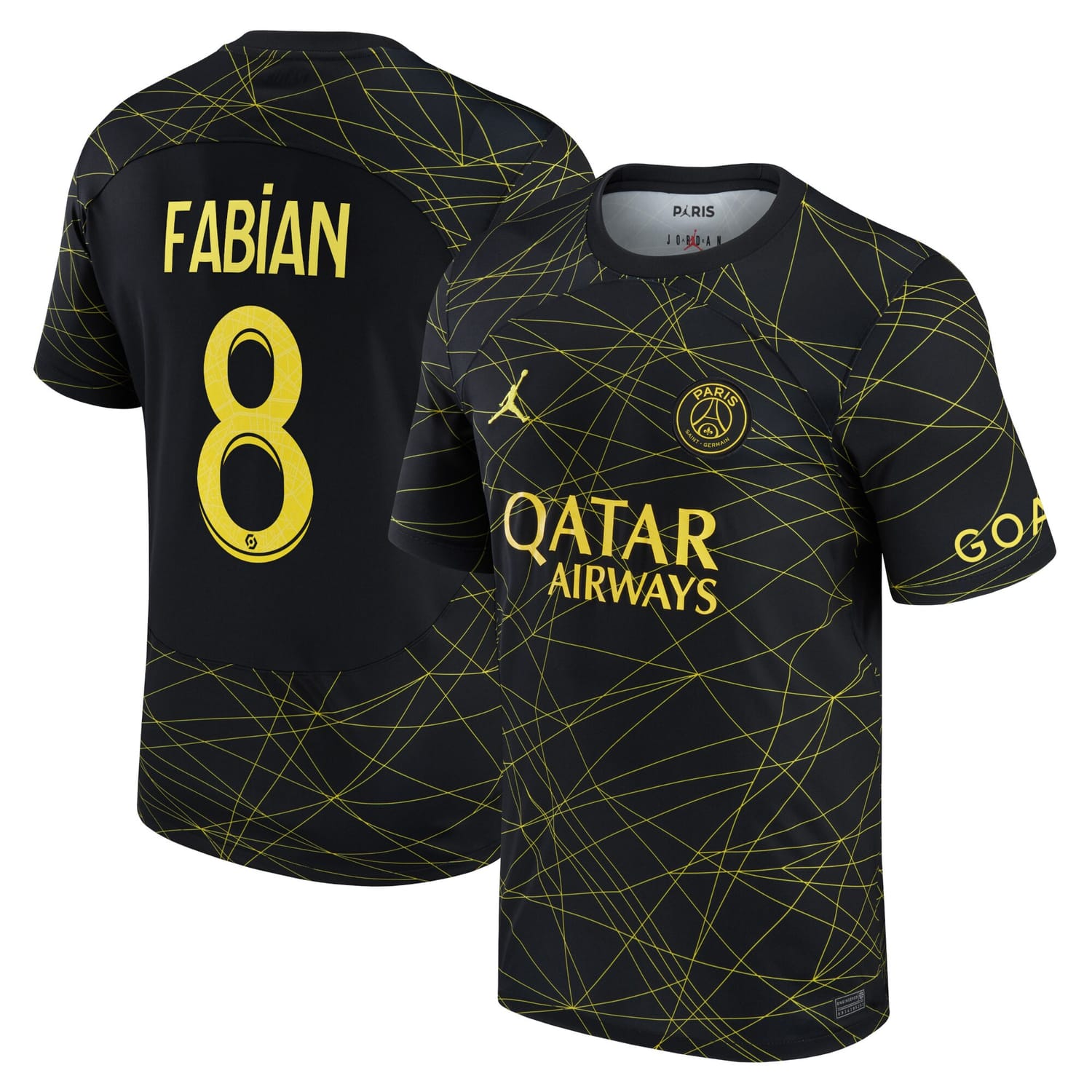 Ligue 1 Paris Saint-Germain Fourth Jersey Shirt 2022-23 player Fabian Ruiz 8 printing for Men