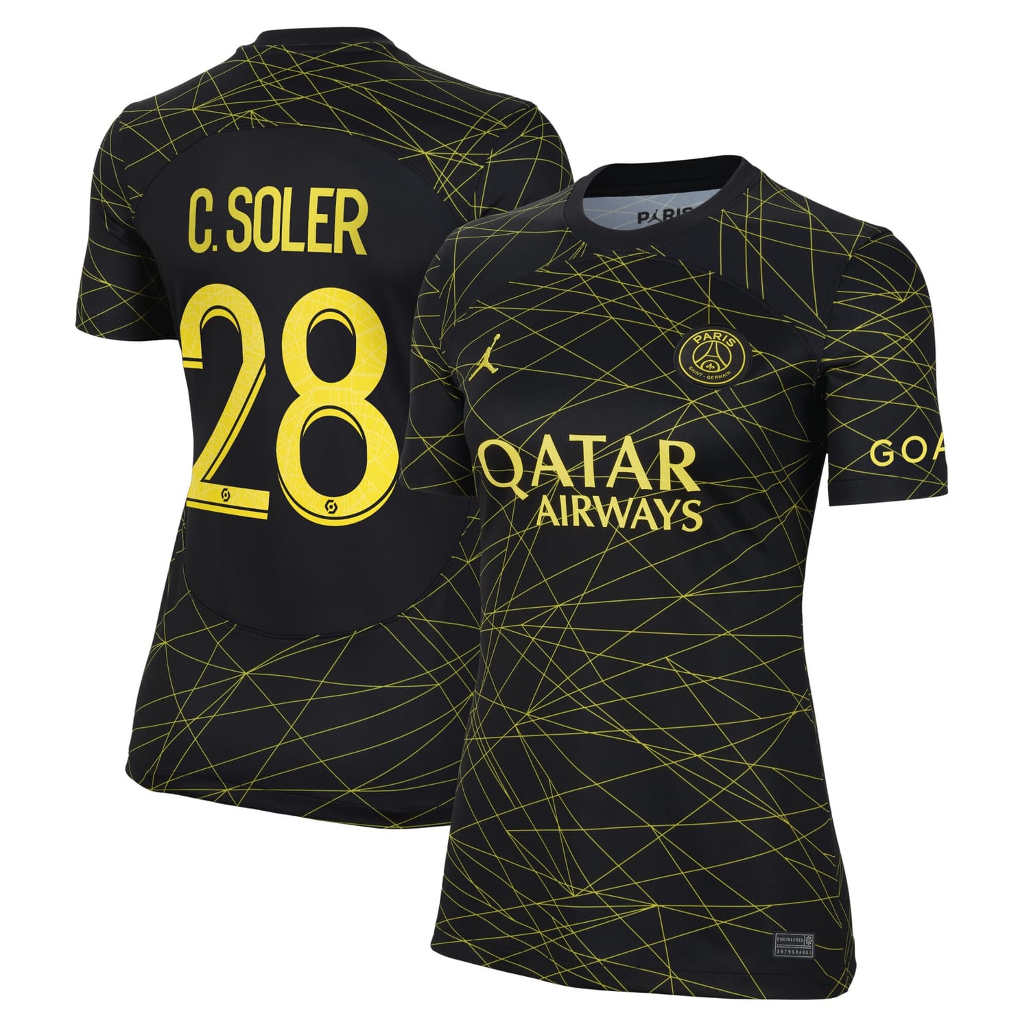 Ligue 1 Paris Saint-Germain Fourth Jersey Shirt 2022-23 player Carlos Soler 28 printing for Women