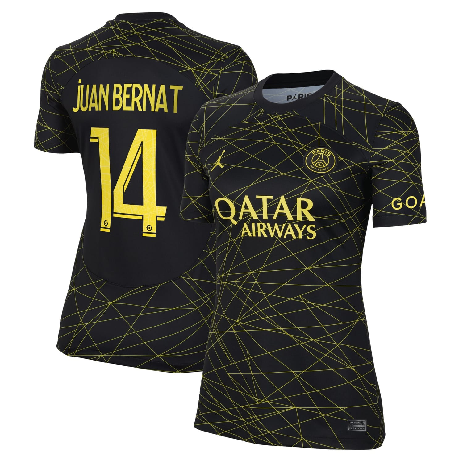 Ligue 1 Paris Saint-Germain Fourth Jersey Shirt 2022-23 player Juan Bernat 14 printing for Women