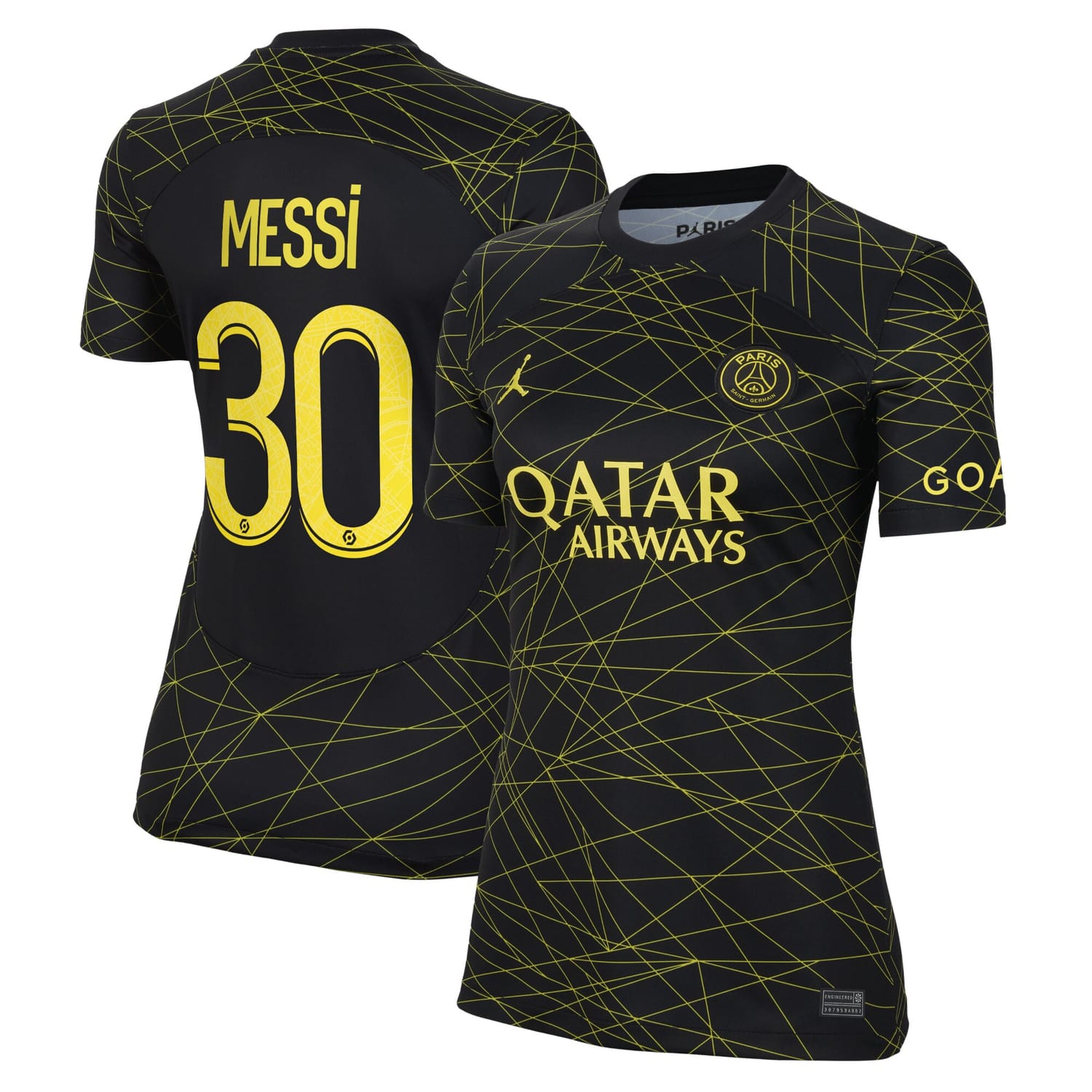 Ligue 1 Paris Saint-Germain Fourth Jersey Shirt 2022-23 player Lionel Messi 30 printing for Women