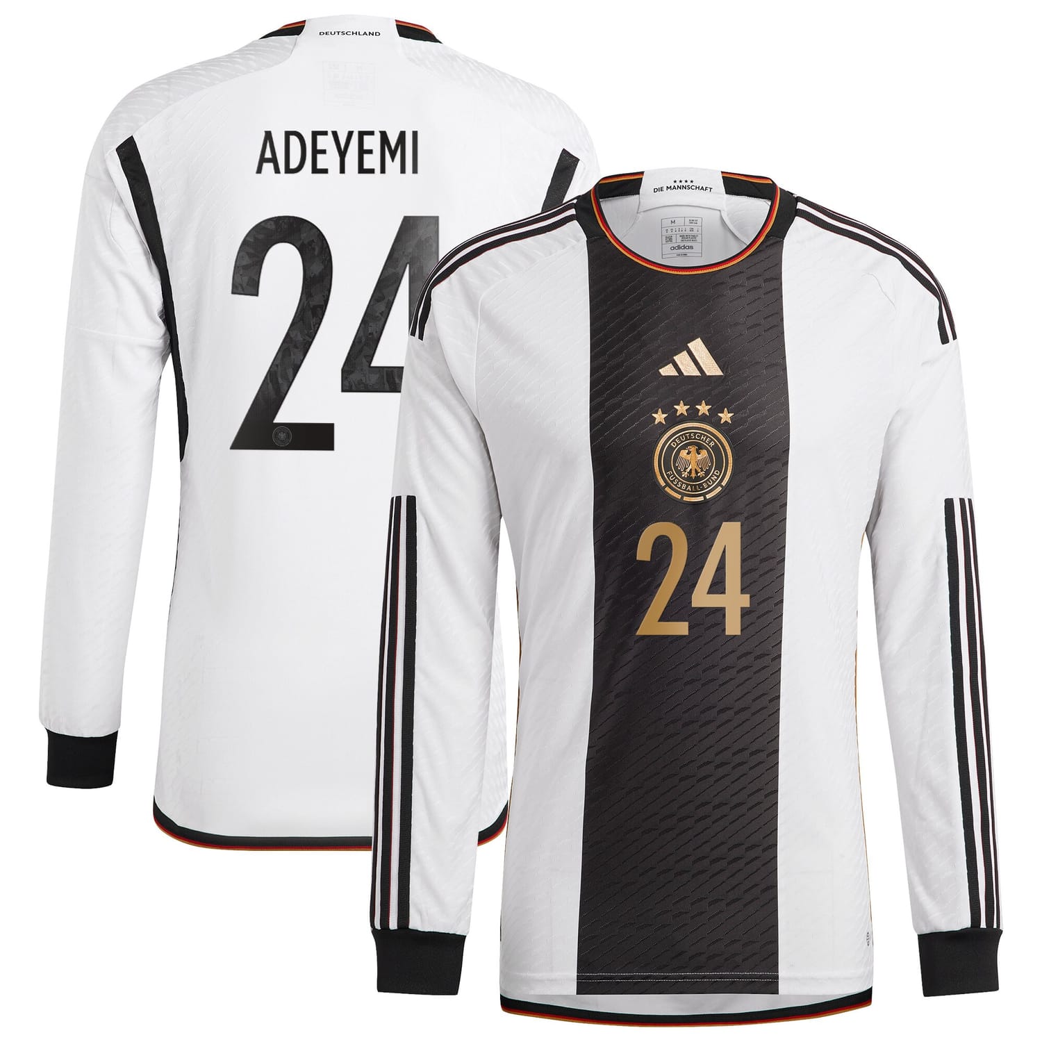 Germany National Team Home Authentic Jersey Shirt Long Sleeve 2022 player Karim Adeyemi 24 printing for Men