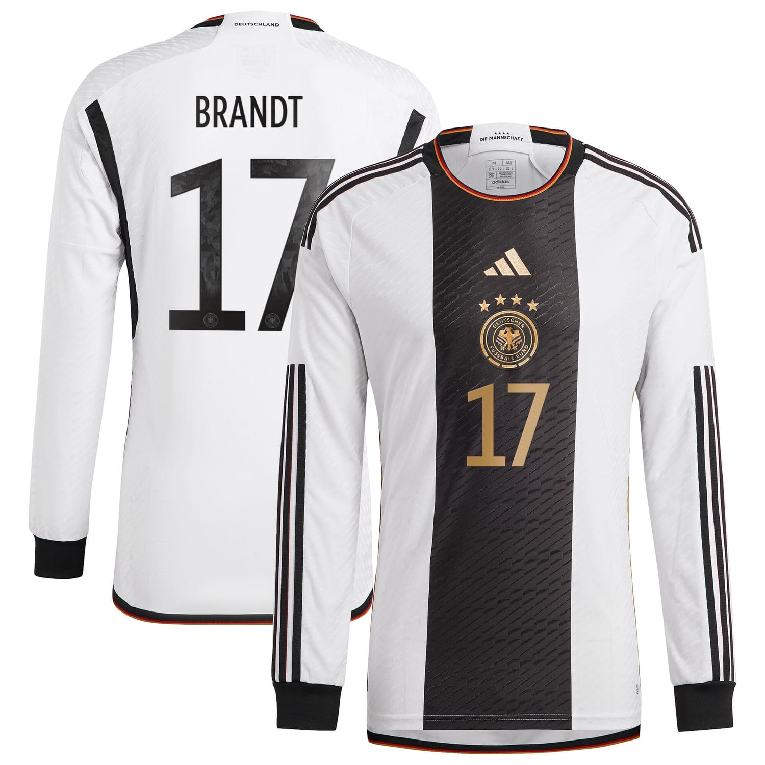 Germany National Team Home Authentic Jersey Shirt Long Sleeve 2022 player Julian Brandt 17 printing for Men