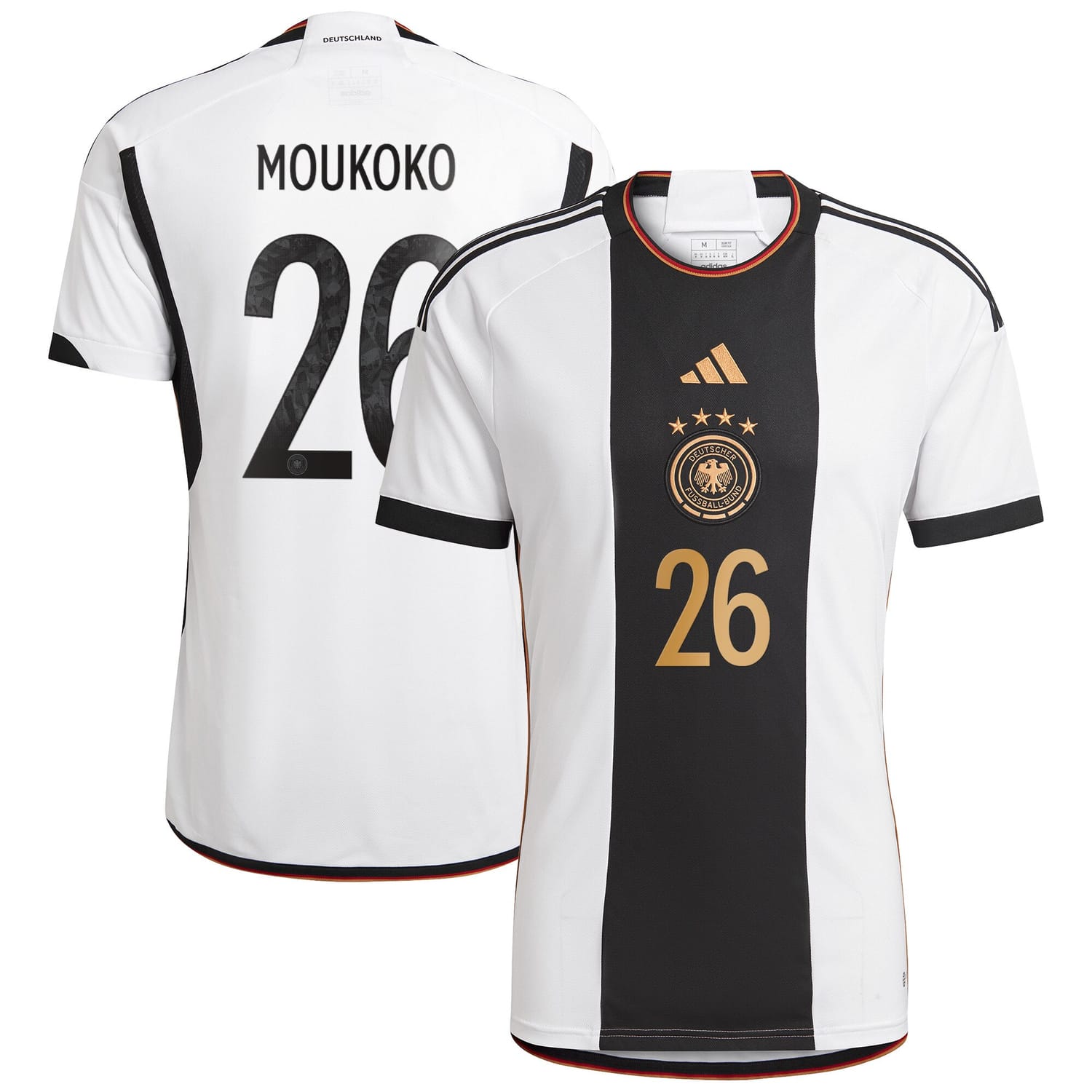 Germany National Team Home Jersey Shirt 2022 player Youssoufa Moukoko 26 printing for Men