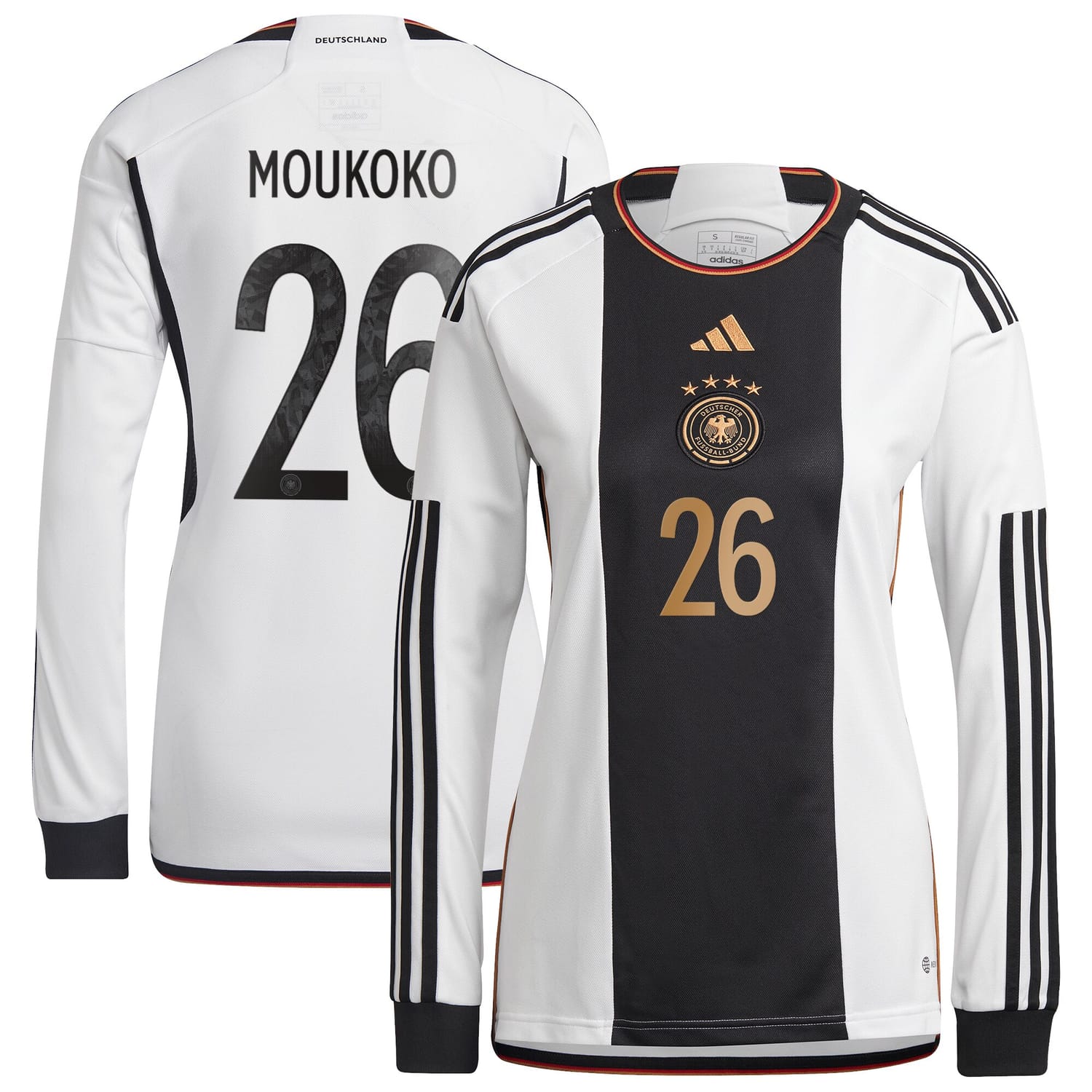 Germany National Team Home Jersey Shirt Long Sleeve 2022 player Youssoufa Moukoko 26 printing for Women