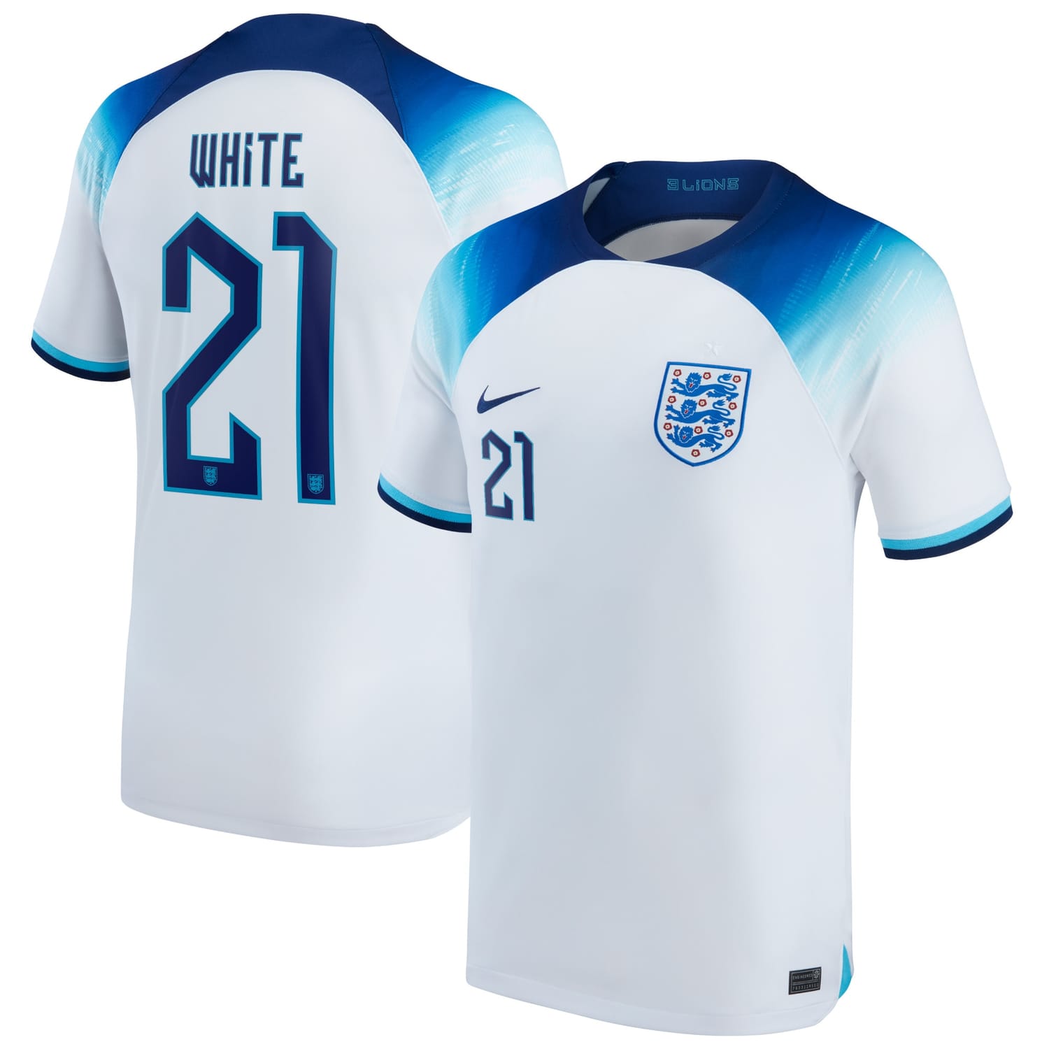 England National Team Home Jersey Shirt White 2022 player Ben White 21 printing for Men