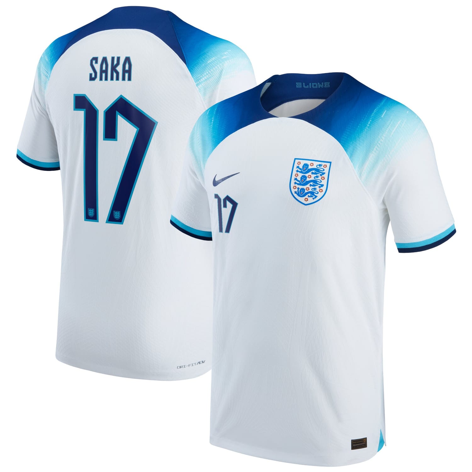 England National Team Home Authentic Jersey Shirt 2022 player Bukayo Saka 17 printing for Men