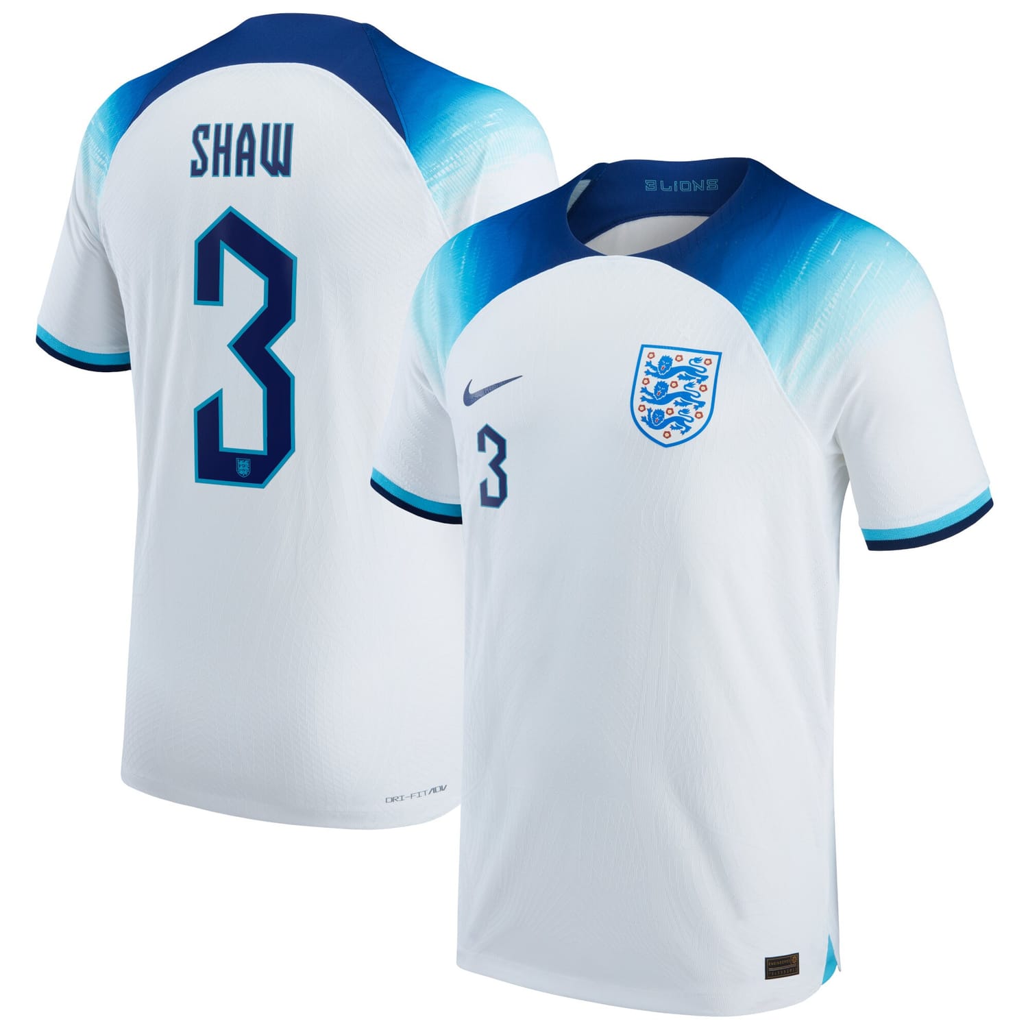 England National Team Home Authentic Jersey Shirt 2022 player Luke Shaw 3 printing for Men