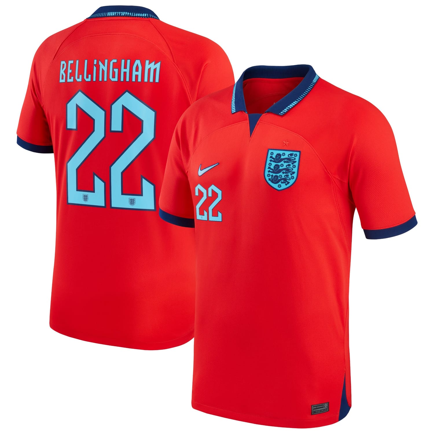 England National Team Away Jersey Shirt 2022 player Jude Bellingham 22 printing for Men