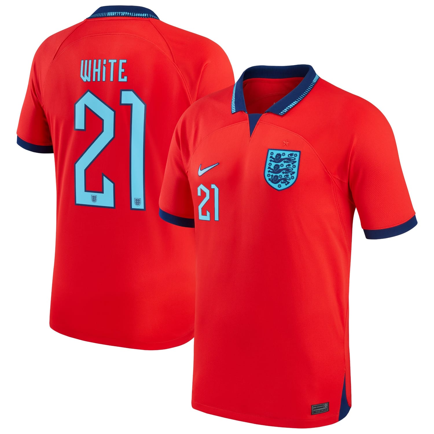 England National Team Away Jersey Shirt White 2022 player Ben White 21 printing for Men
