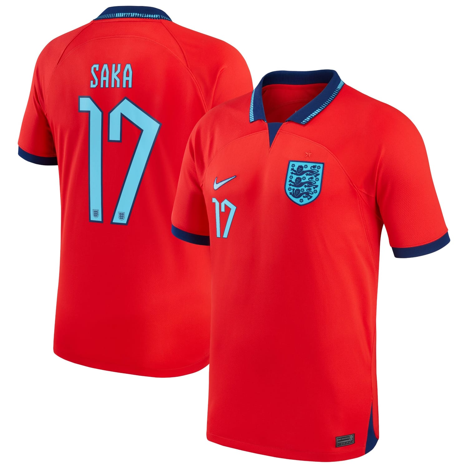 England National Team Away Jersey Shirt 2022 player Bukayo Saka 17 printing for Men