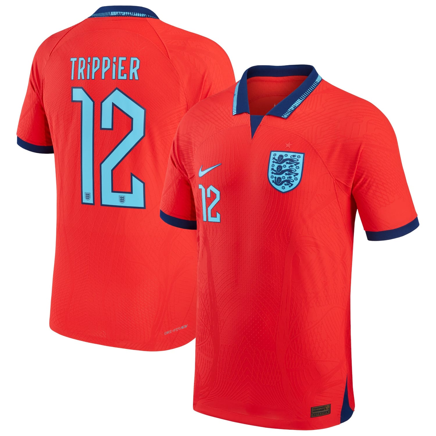 England National Team Away Authentic Jersey Shirt 2022 player Kieran Trippier 12 printing for Men