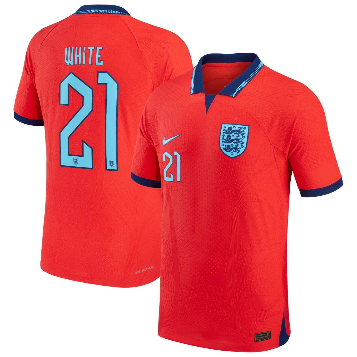 England National Team Away Authentic Jersey Shirt White 2022 player Ben White 21 printing for Men