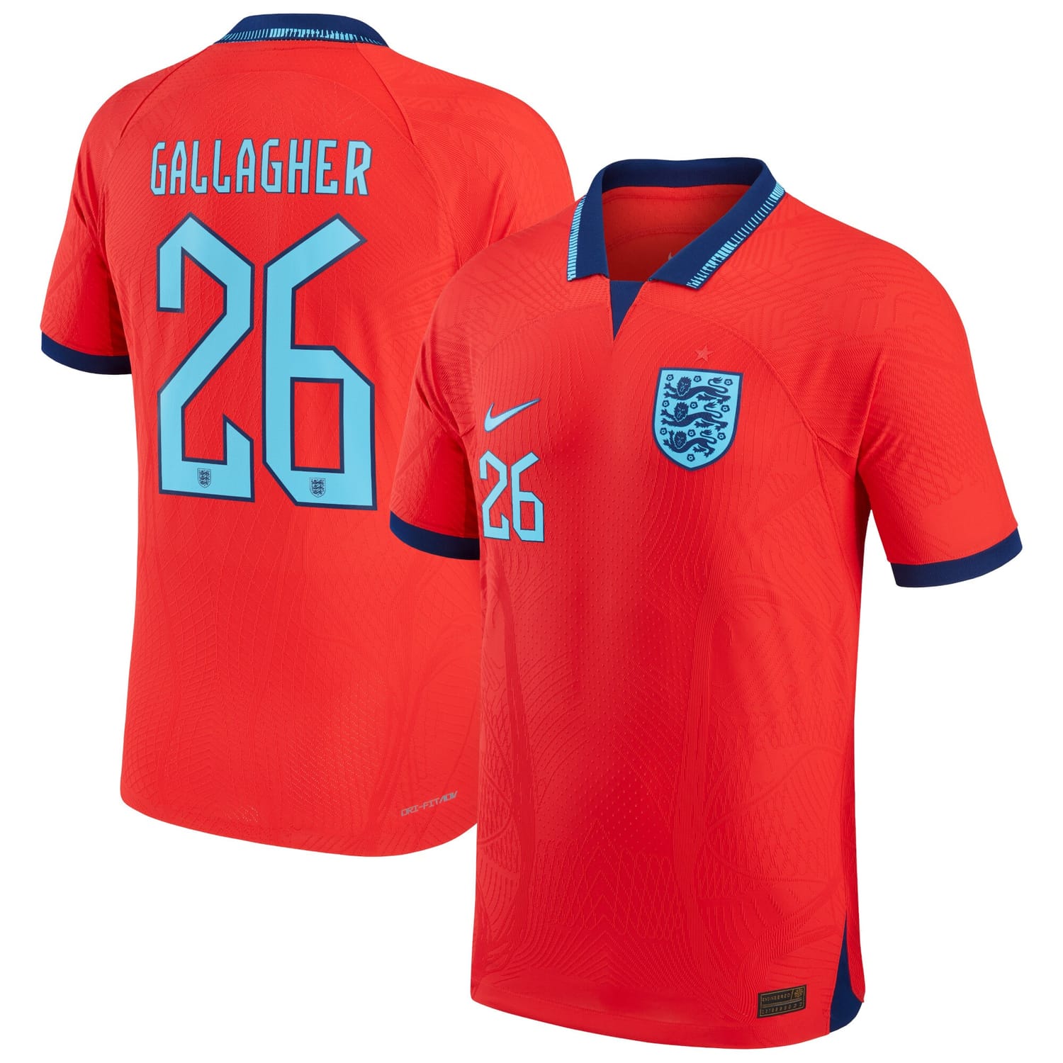 England National Team Away Authentic Jersey Shirt 2022 player Conor Gallagher 26 printing for Men