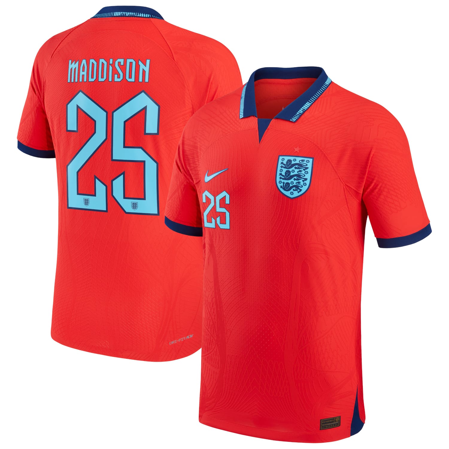 England National Team Away Authentic Jersey Shirt 2022 player James Maddison 25 printing for Men